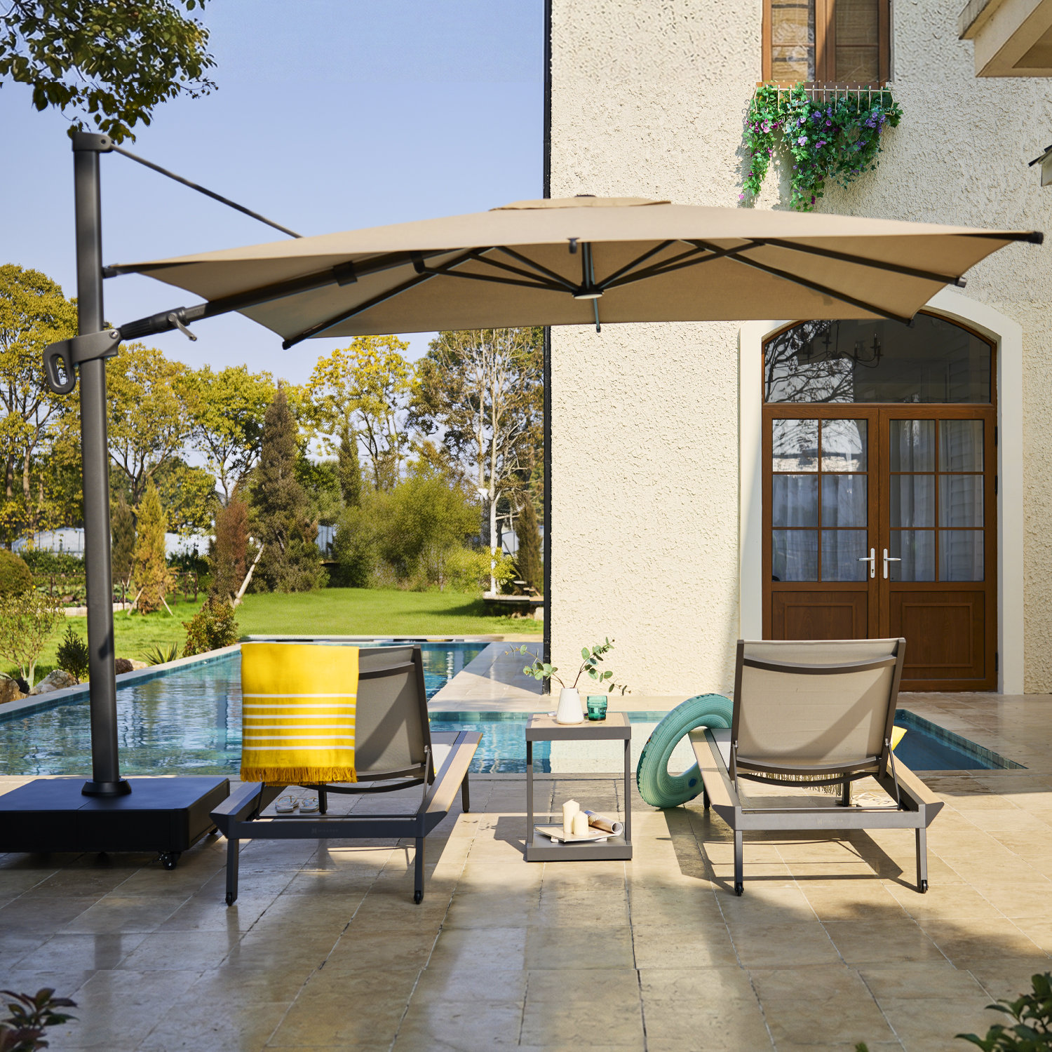 Mirador Novara 10' x 10' Square Cantilever Patio Umbrella with